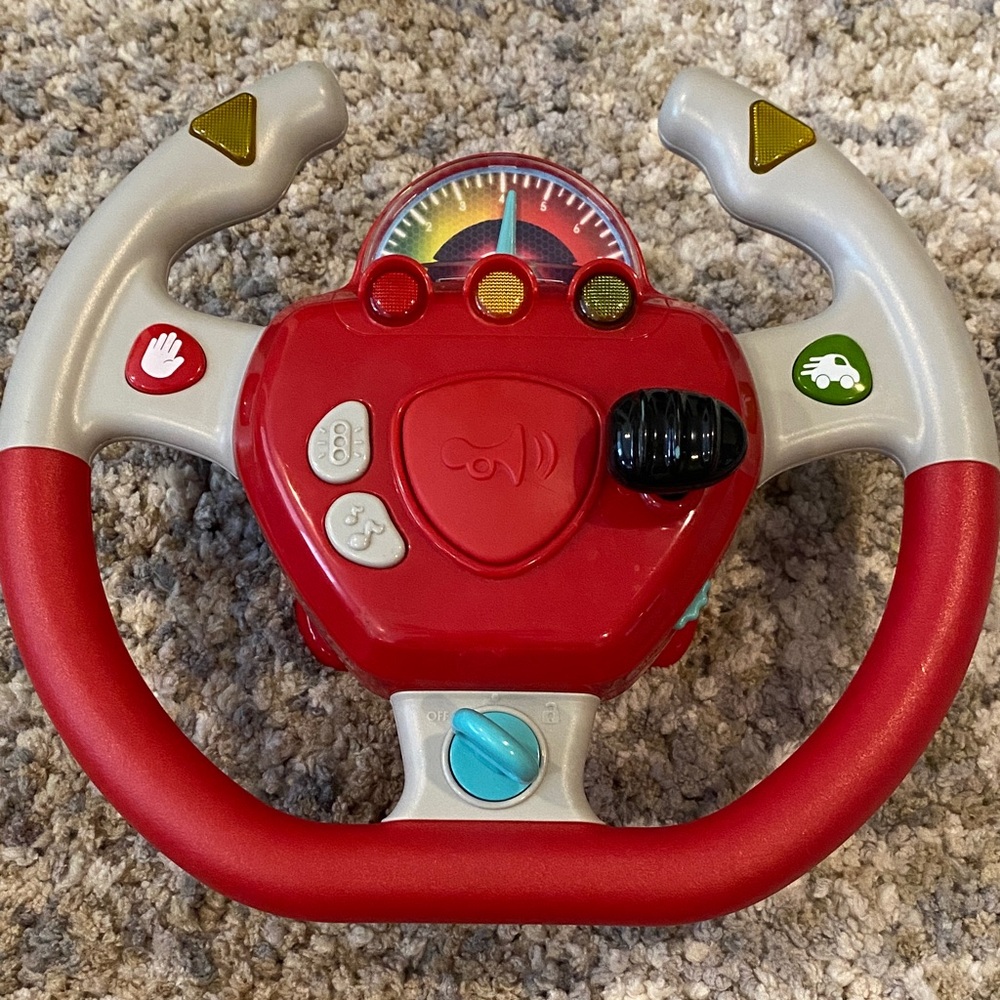 Kids' Red and Gray Interactive Steering Wheel Toy